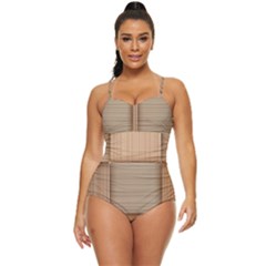 Wooden Wickerwork Texture Square Pattern Retro Full Coverage Swimsuit