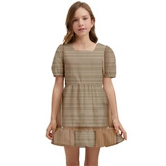 Wooden Wickerwork Texture Square Pattern Kids  Short Sleeve Dolly Dress