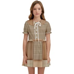 Wooden Wickerwork Texture Square Pattern Kids  Sweet Collar Dress