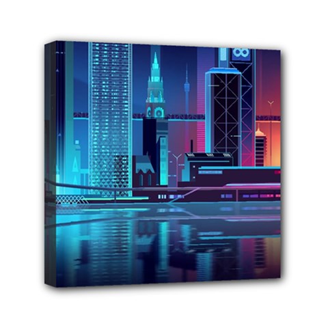 Digital Art Artwork Illustration Vector Buiding City Mini Canvas 6  X 6  (stretched) by Maspions