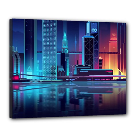 Digital Art Artwork Illustration Vector Buiding City Canvas 20  X 16  (stretched) by Maspions