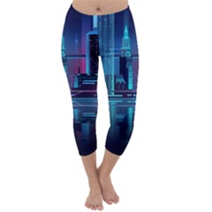 Digital Art Artwork Illustration Vector Buiding City Capri Winter Leggings 