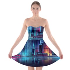 Digital Art Artwork Illustration Vector Buiding City Strapless Bra Top Dress