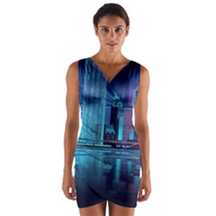 Digital Art Artwork Illustration Vector Buiding City Wrap Front Bodycon Dress