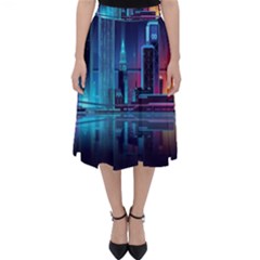 Digital Art Artwork Illustration Vector Buiding City Classic Midi Skirt