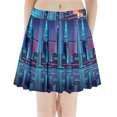 Digital Art Artwork Illustration Vector Buiding City Pleated Mini Skirt