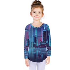 Digital Art Artwork Illustration Vector Buiding City Kids  Long Sleeve T-shirt