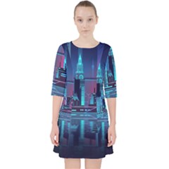 Digital Art Artwork Illustration Vector Buiding City Quarter Sleeve Pocket Dress