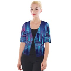 Digital Art Artwork Illustration Vector Buiding City Cropped Button Cardigan