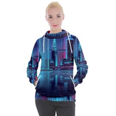 Digital Art Artwork Illustration Vector Buiding City Women s Hooded Pullover