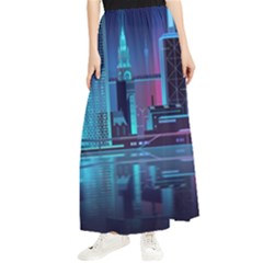 Digital Art Artwork Illustration Vector Buiding City Maxi Chiffon Skirt