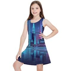 Digital Art Artwork Illustration Vector Buiding City Kids  Lightweight Sleeveless Dress