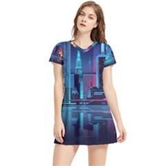 Digital Art Artwork Illustration Vector Buiding City Women s Sports Skirt