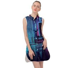 Digital Art Artwork Illustration Vector Buiding City Sleeveless Shirt Dress