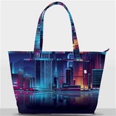 Digital Art Artwork Illustration Vector Buiding City Back Pocket Shoulder Bag 