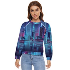 Digital Art Artwork Illustration Vector Buiding City Women s Long Sleeve Raglan T-shirt