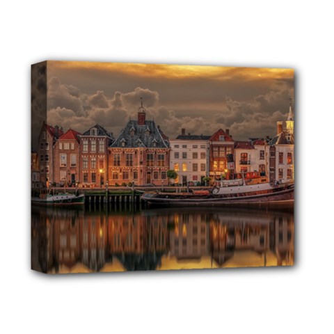 Old Port Of Maasslui Netherlands Deluxe Canvas 14  X 11  (stretched) by Maspions