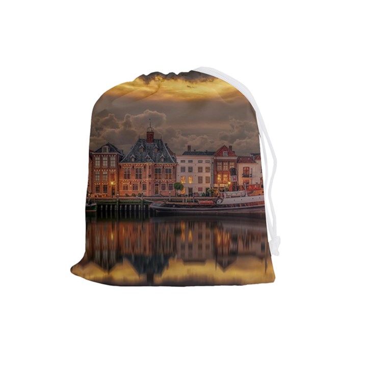 Old Port Of Maasslui Netherlands Drawstring Pouch (Large)