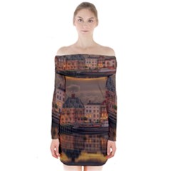 Old Port Of Maasslui Netherlands Long Sleeve Off Shoulder Dress