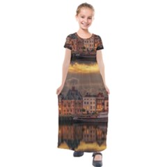 Old Port Of Maasslui Netherlands Kids  Short Sleeve Maxi Dress