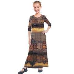 Old Port Of Maasslui Netherlands Kids  Quarter Sleeve Maxi Dress