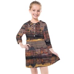 Old Port Of Maasslui Netherlands Kids  Quarter Sleeve Shirt Dress