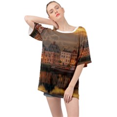 Old Port Of Maasslui Netherlands Oversized Chiffon Top