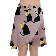 Cat Egyptian Ancient Statue Egypt Culture Animals Chiffon Wrap Front Skirt