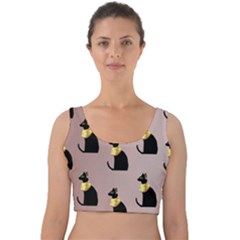 Cat Egyptian Ancient Statue Egypt Culture Animals Velvet Crop Top by Maspions