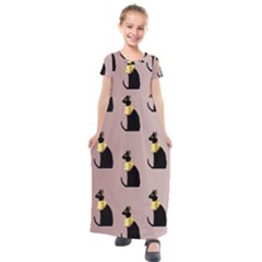 Cat Egyptian Ancient Statue Egypt Culture Animals Kids  Short Sleeve Maxi Dress by Maspions