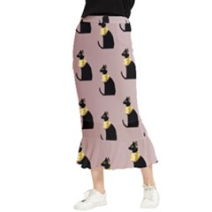 Cat Egyptian Ancient Statue Egypt Culture Animals Maxi Fishtail Chiffon Skirt by Maspions