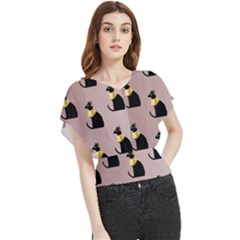 Cat Egyptian Ancient Statue Egypt Culture Animals Butterfly Chiffon Blouse