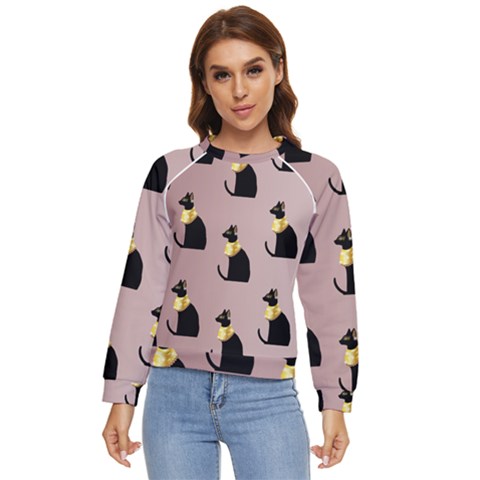 Cat Egyptian Ancient Statue Egypt Culture Animals Women s Long Sleeve Raglan T-shirt by Maspions