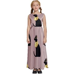 Cat Egyptian Ancient Statue Egypt Culture Animals Kids  Satin Sleeveless Maxi Dress by Maspions