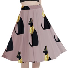 Cat Egyptian Ancient Statue Egypt Culture Animals A-line Full Circle Midi Skirt With Pocket by Maspions