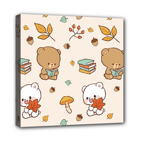 Bear Cartoon Background Pattern Seamless Animal Mini Canvas 8  X 8  (stretched)