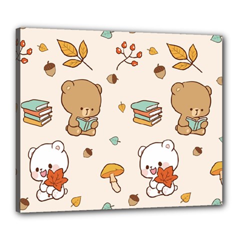 Bear Cartoon Background Pattern Seamless Animal Canvas 24  X 20  (stretched)