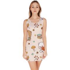 Bear Cartoon Background Pattern Seamless Animal Bodycon Dress