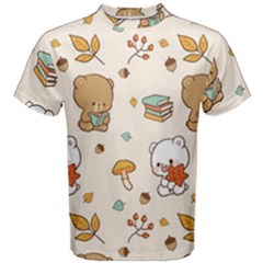 Bear Cartoon Background Pattern Seamless Animal Men s Cotton T-shirt