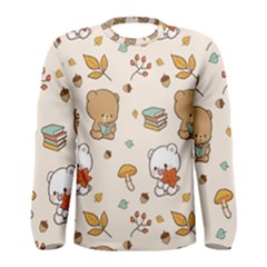 Bear Cartoon Background Pattern Seamless Animal Men s Long Sleeve T-shirt