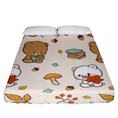 Bear Cartoon Background Pattern Seamless Animal Fitted Sheet (queen Size)