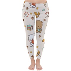 Bear Cartoon Background Pattern Seamless Animal Classic Winter Leggings by Maspions