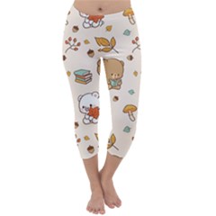 Bear Cartoon Background Pattern Seamless Animal Capri Winter Leggings 