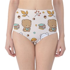 Bear Cartoon Background Pattern Seamless Animal Classic High-waist Bikini Bottoms by Maspions