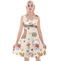 Bear Cartoon Background Pattern Seamless Animal Reversible Velvet Sleeveless Dress