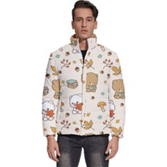 Bear Cartoon Background Pattern Seamless Animal Men s Puffer Bubble Jacket Coat by Maspions