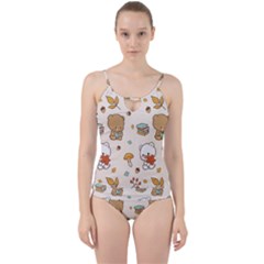 Bear Cartoon Background Pattern Seamless Animal Cut Out Top Tankini Set by Maspions