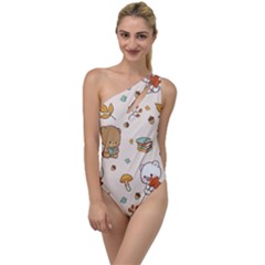 Bear Cartoon Background Pattern Seamless Animal To One Side Swimsuit by Maspions