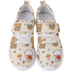 Bear Cartoon Background Pattern Seamless Animal Men s Velcro Strap Shoes