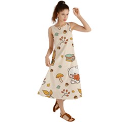 Bear Cartoon Background Pattern Seamless Animal Summer Maxi Dress